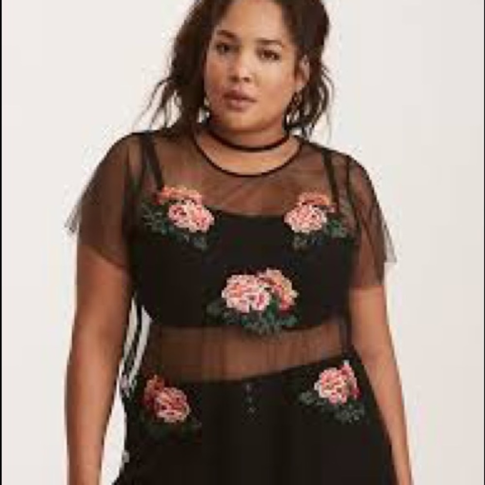 Torrid Mesh Appliqué Top